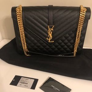 YSL Lg Tri Quilted Envelope Chain Shoulder Bag